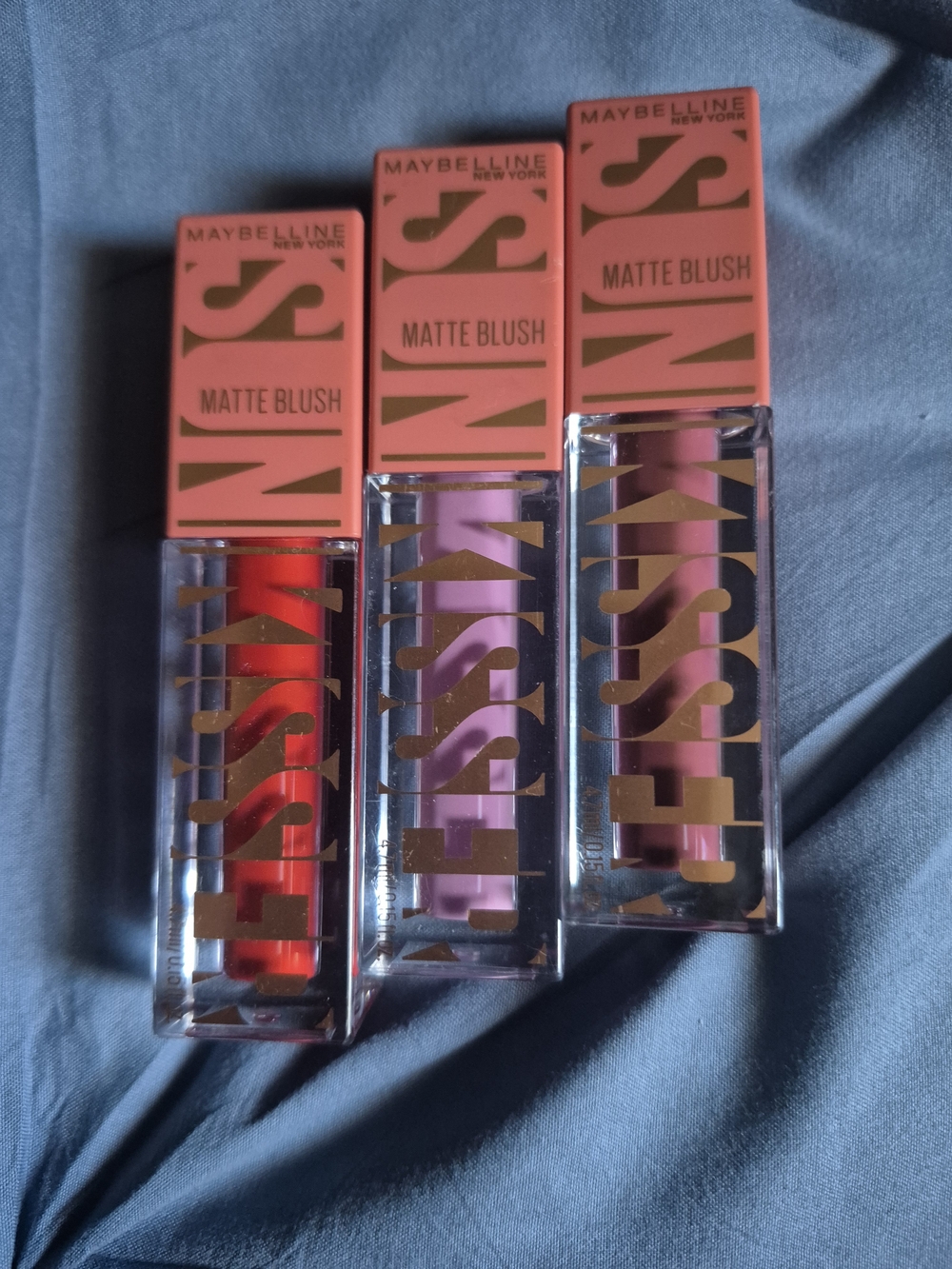 Maybelline Matte Blush Trio — Bright Red, Soft Lilac, Dusty Rose